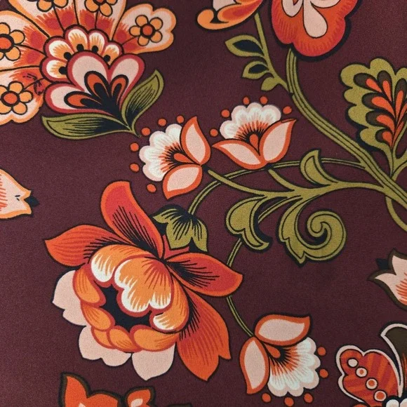 LOFT Floral Print Ruffle Blouse Womens Small Top Long Sleeve Round Neck Boho - Picture 4 of 10